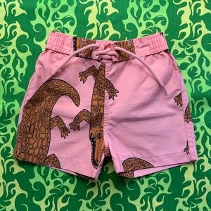 MINI RODINI Crocco swim shorts pants trunks crocodile brown pink size 80-86